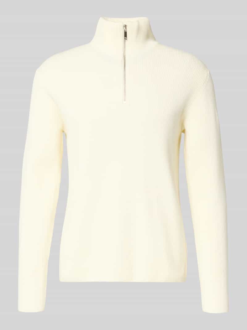 Sweter z dzianiny ze stójką i zamkiem błyskawicznym