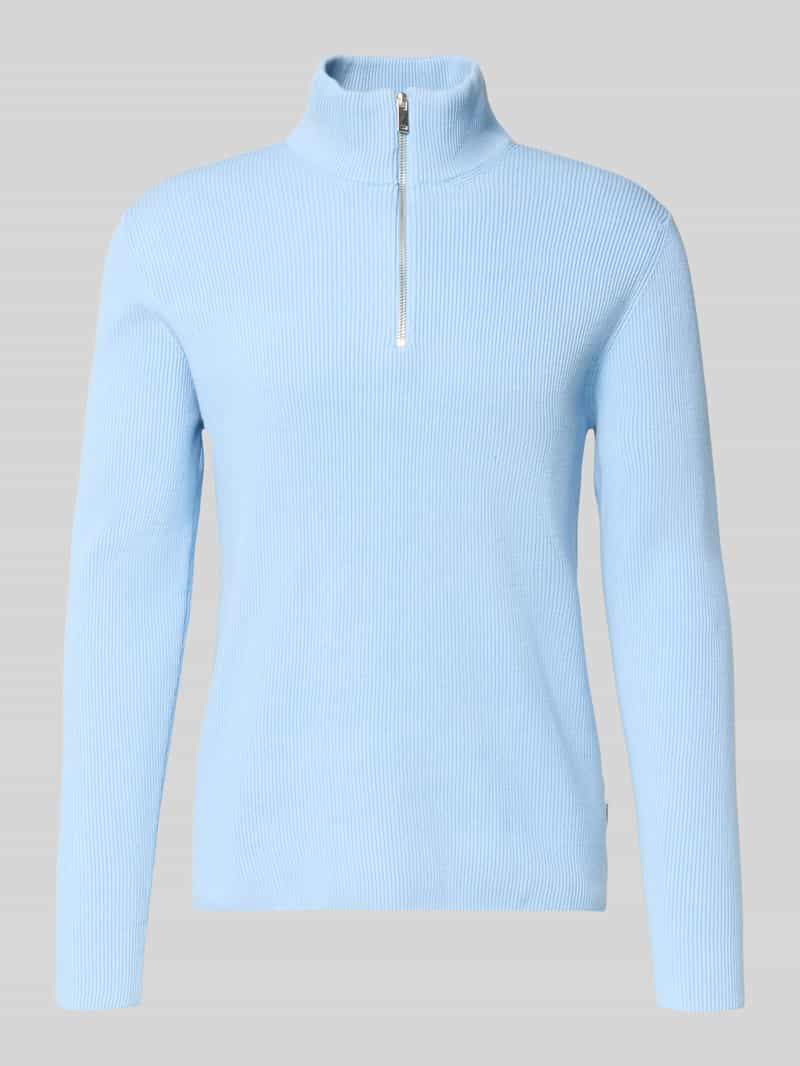 Sweter z dzianiny ze stójką i zamkiem błyskawicznym