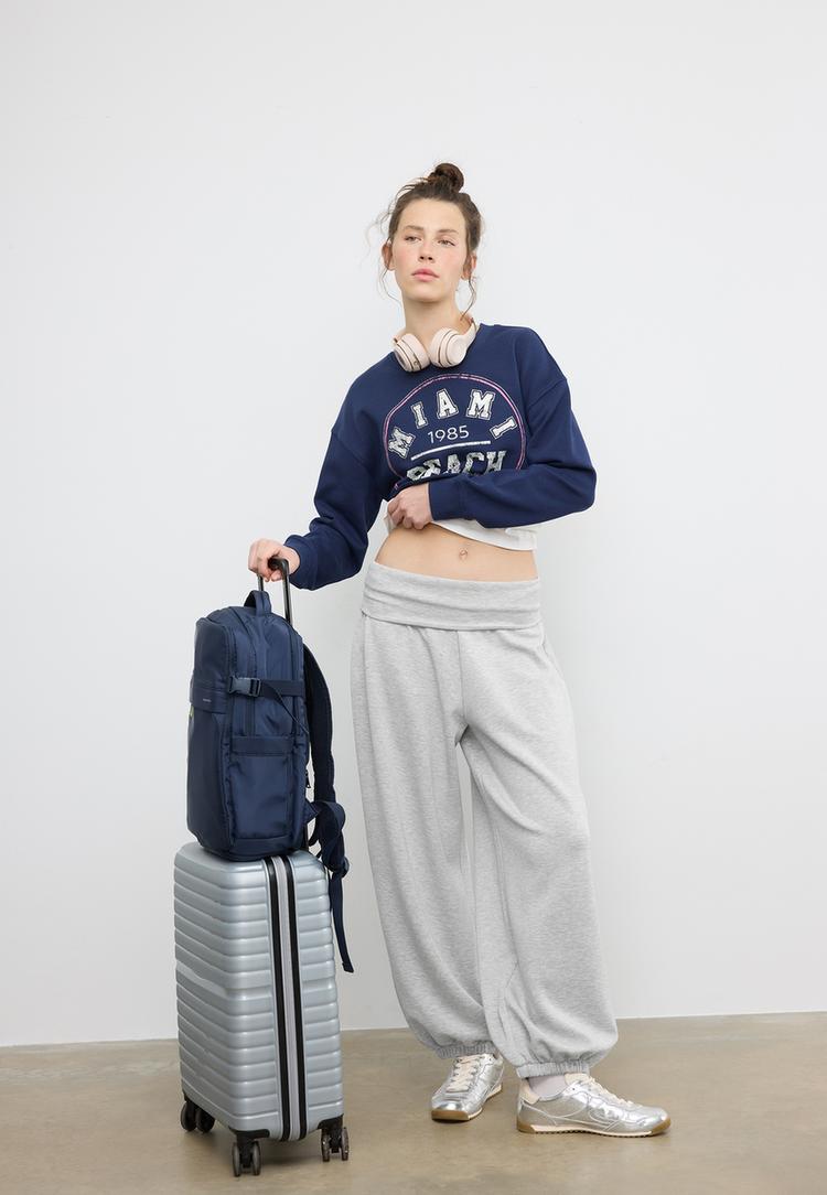 Stradivarius Spodnie jogger balloon z miękkim wywijanym pasem Popielaty M