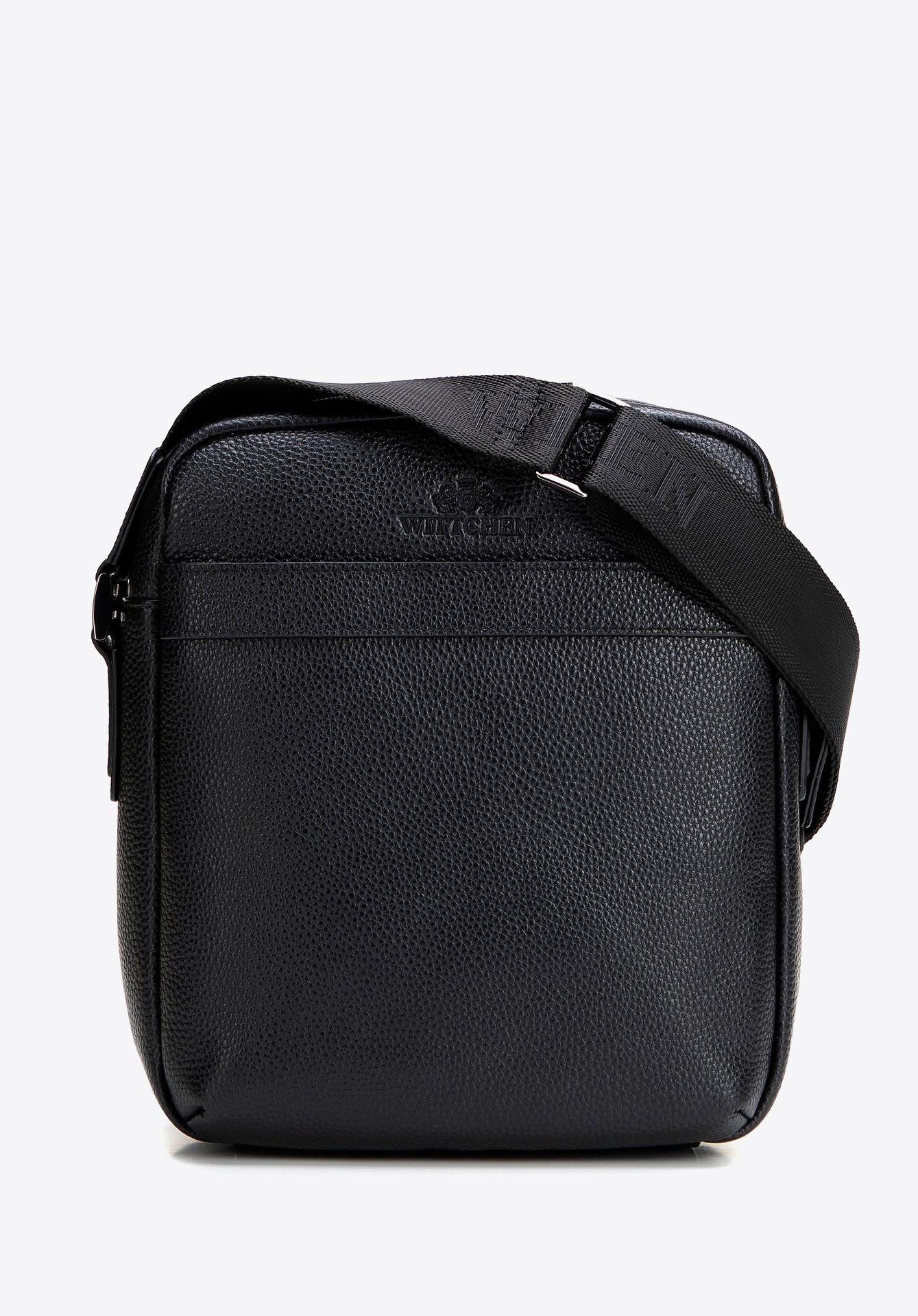 Męska listonoszka ze skóry naturalnej groszkowej czarna