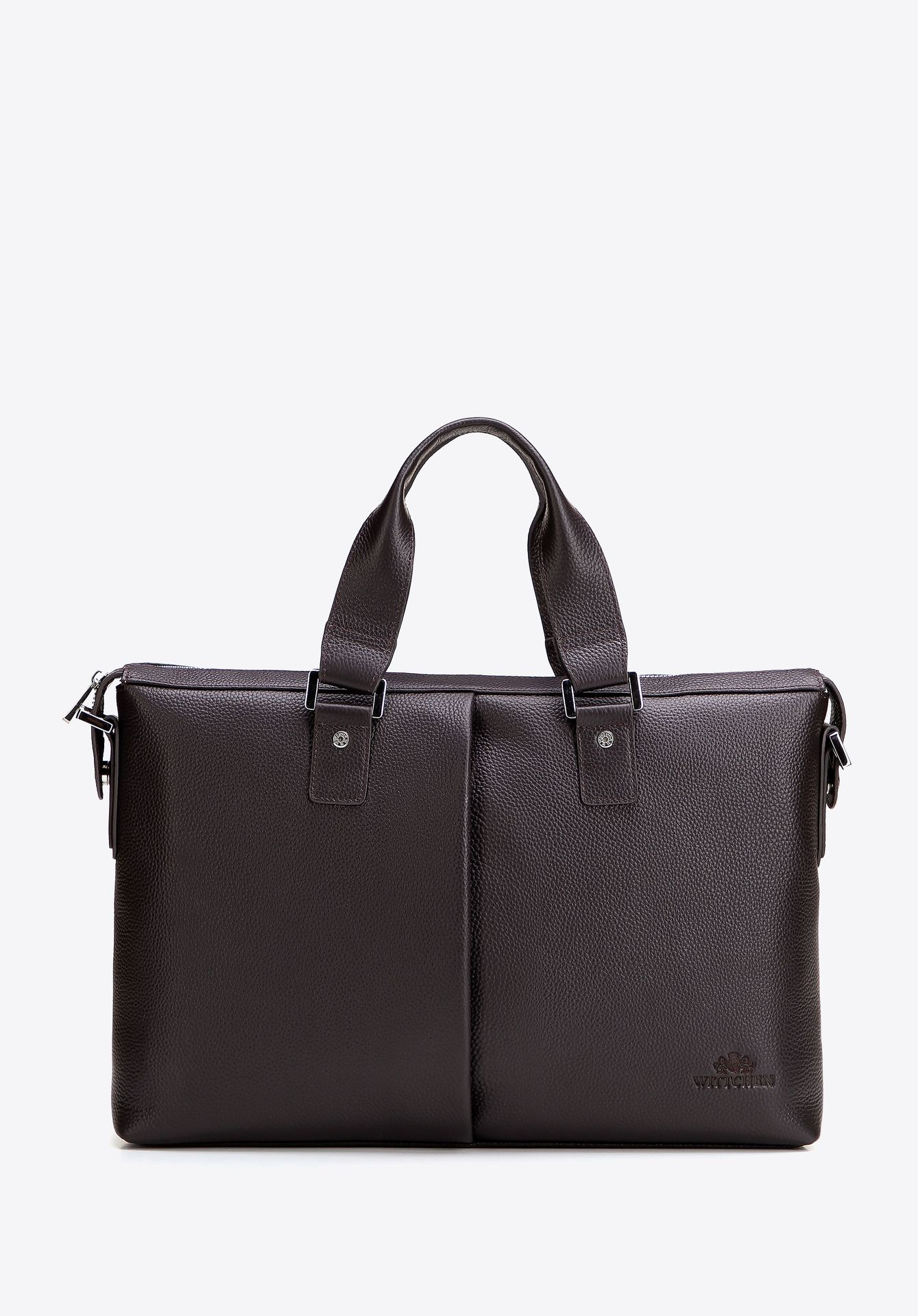Torba na laptopa 15,6” ze skóry naturalnej groszkowej brązowa