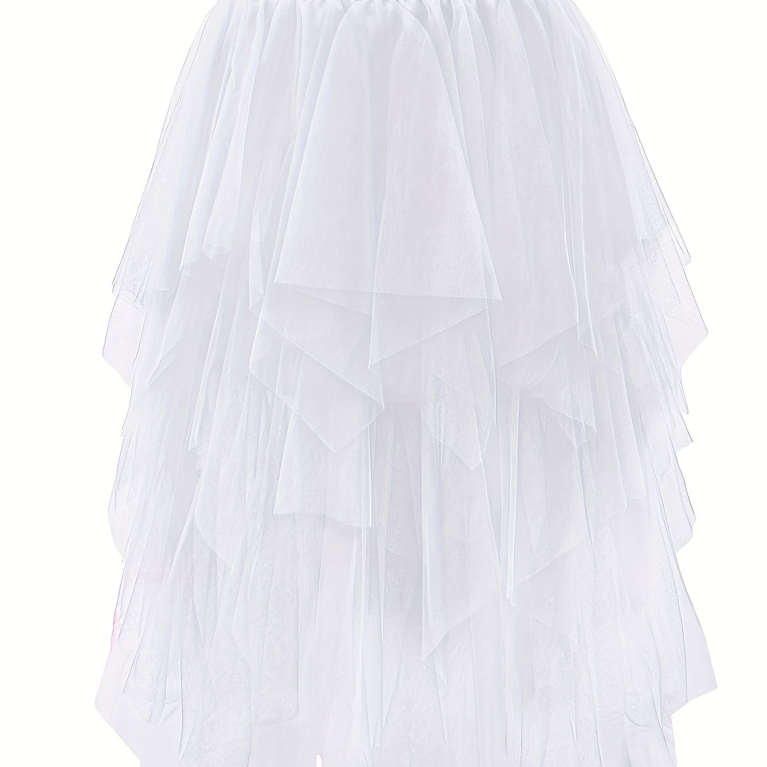 TEMU Zwiewna, warstwowa spódnica z siateczki w jednolitym kolorze Asymetryczny dół, elastyczna , elegancki styl, długość regularna