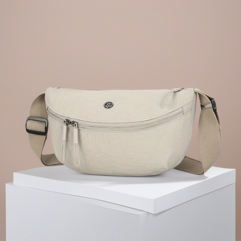 TEMU Damska Casual Torba na Ramię, Modna Torba Biodrowa – Wysokiej Gęstości Nylonowa Torba w Kształcie Pierożka, Regulowany Pasek, Zamek Błyskawiczny