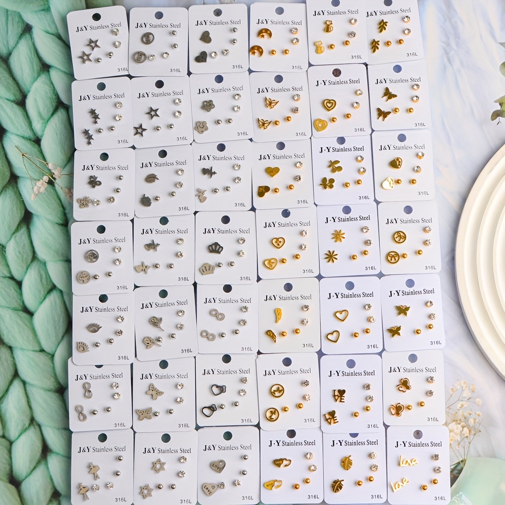 TEMU Zestaw 24 par klasycznych minimalistycznych kolczyków sztyftów ze stali nierdzewnej, wszechstronna modowa biżuteria na prezent dla mężczyzn i