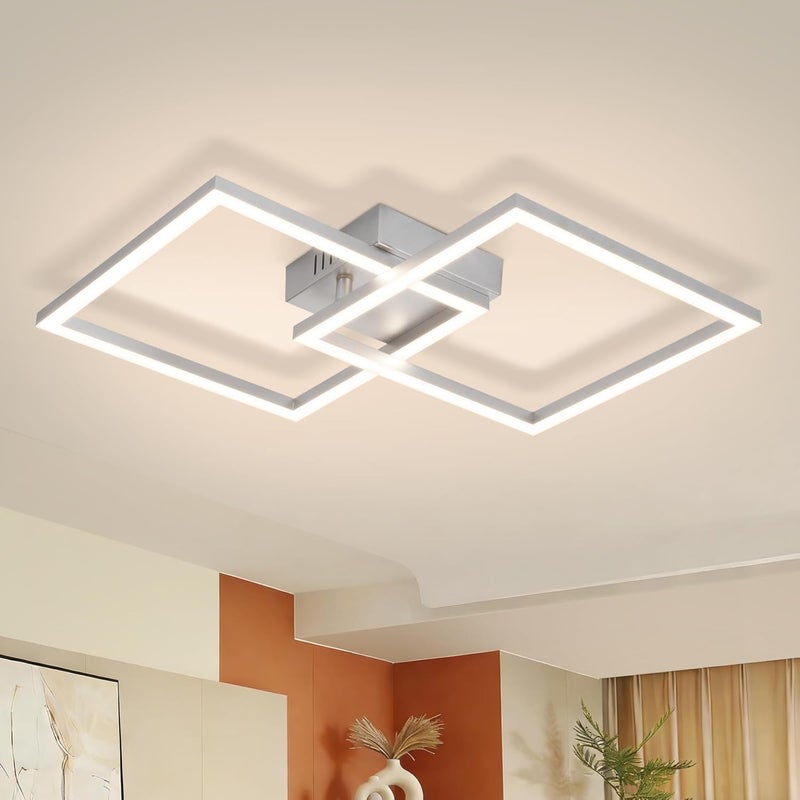 Lampa sufitowa LED Nettlife do sypialni – srebrna lampa sypialniana 24 W, neutralna biel 4000 K, regulowana, nowoczesny design.