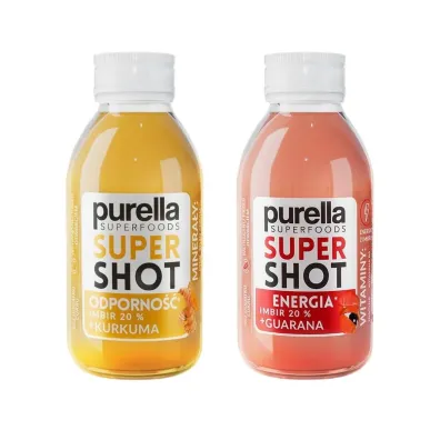 Purella Super Shot Energia imbir + guarana + Odporność imbir + kurkuma Zestaw 2 x 100 ml