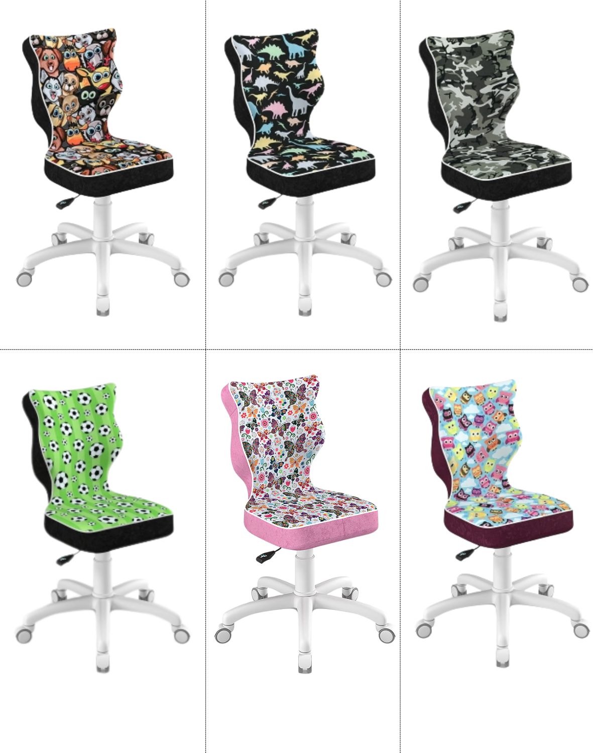 Krzesło dziecięce obrotowe Petit 119-142 cm, tkanina Storia, Biała Podstawa