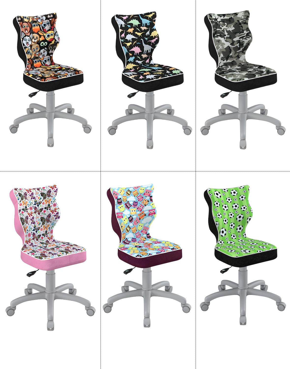 Krzesło dziecięce obrotowe Petit 119-142 cm, tkanina Storia, Szara Podstawa