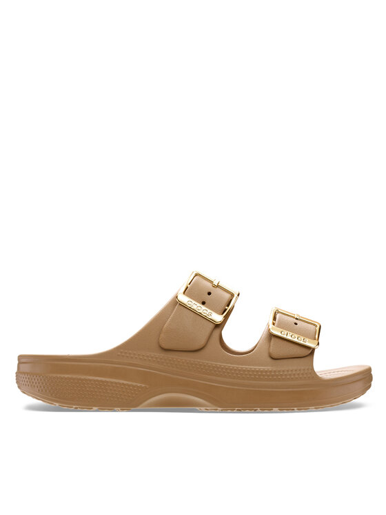 Crocs Klapki Saturday Sandal Metallic Buckle 213316 Brązowy