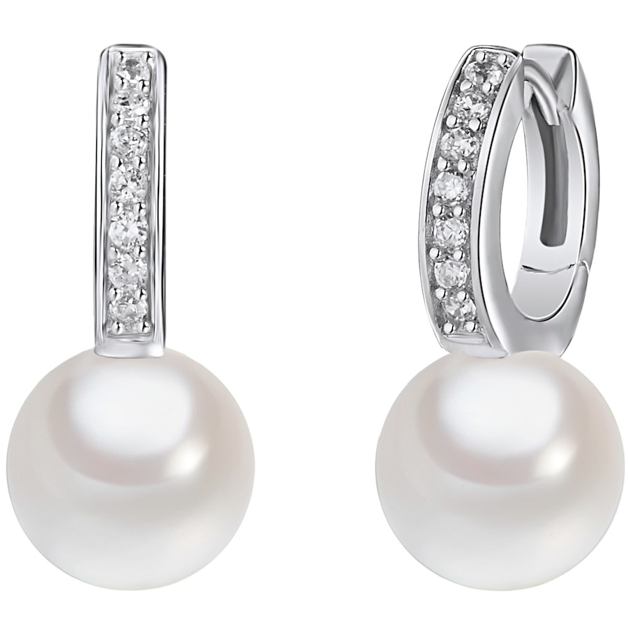 Rafaela Donata Srebrne kolczyki kreole srebro wysokiej próby Cyrkonia Perła naturalna srebrny Kolczyki koła 1 ct Damski
