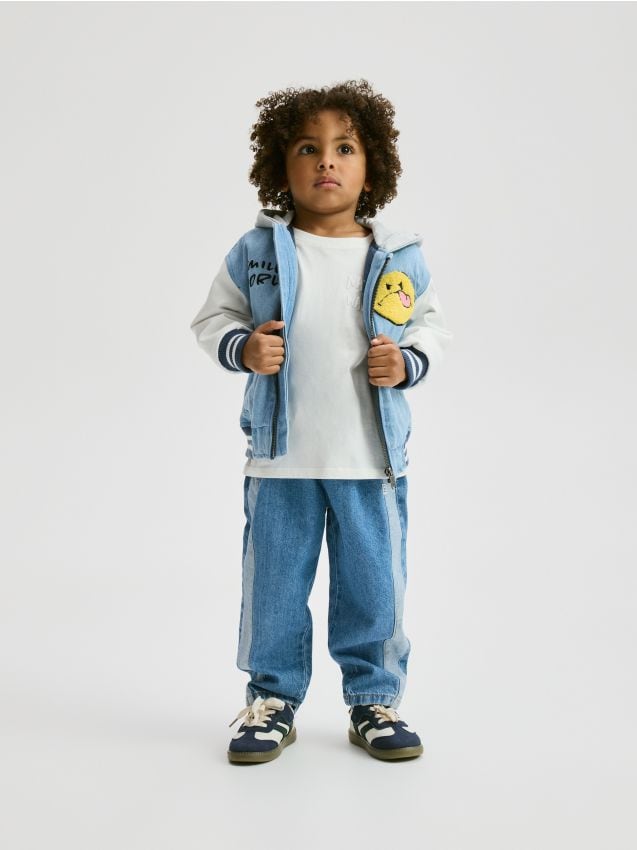 Reserved - Jeansowa bomberka SmileyWorld® - niebieski