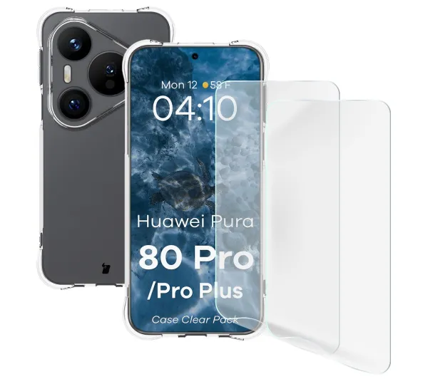 Bizon elastyczne etui + folia ochronna Clear Pack do Huawei Pura 80 Pro / 80 Pro Plus