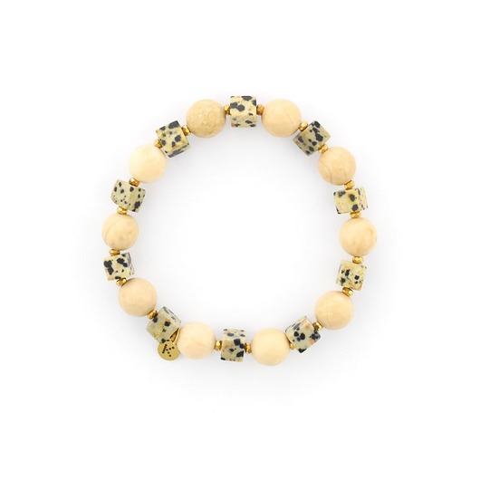 Bransoletka kremowa z Kamieniem Dalmatyńskim