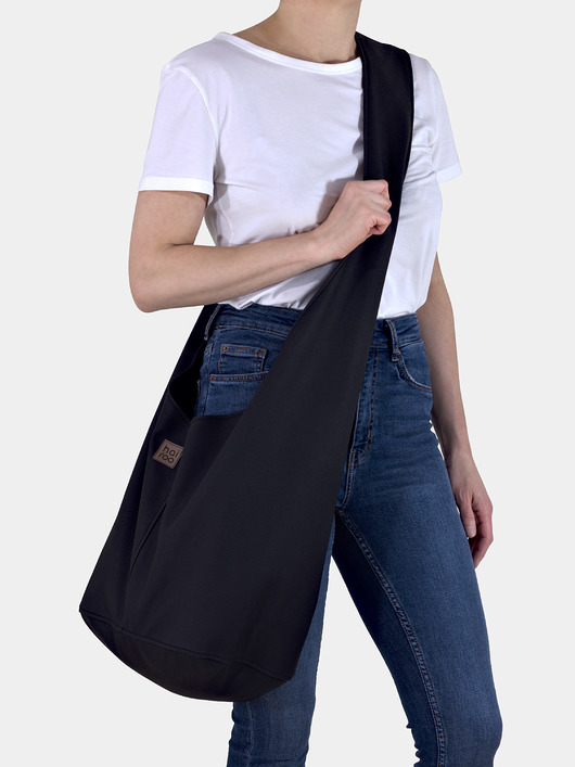 Czarna torba hobo w stylu boho / vegan