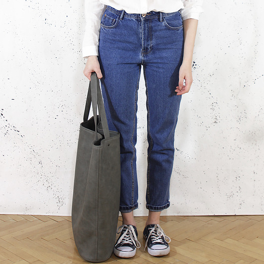 Mega shopper torba szara na zamek