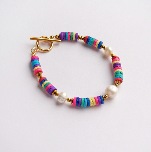 SUMMER collection : bransoletka : lawa & perły