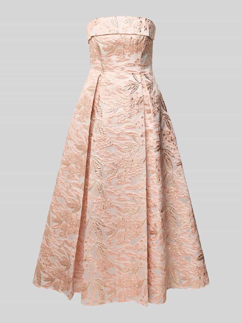 Sukienka midi o kroju regular fit z kwiatowym haftem allover