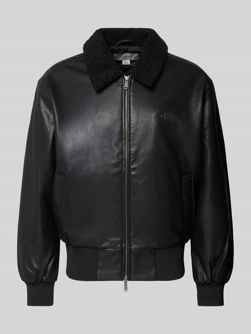 krój regular fit Kurtka z materiał skóropodobny z wykładany kołnierz