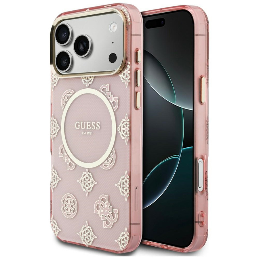 Etui Guess IML Peony Dot MagSafe do iPhone 17 Pro Max różowy