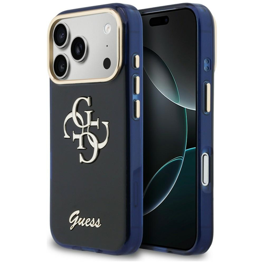 Etui Guess IML 4G Script Metal do iPhone 17 Pro Max niebieski