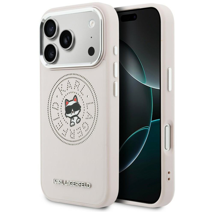Etui Karl Lagerfeld Point & Choupette Sketch MagSafe do iPhone 17 Pro Max różowy