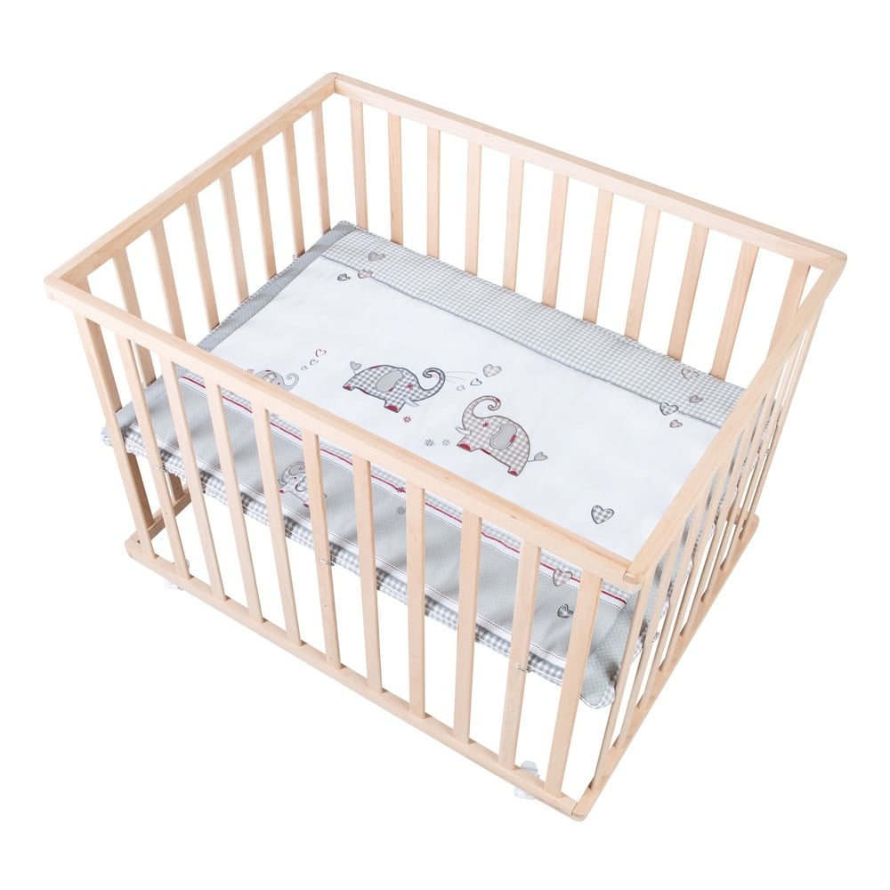 Kojec dla dzieci na kółkach w naturalnym kolorze 100x75 cm Jumbo Twins – Roba