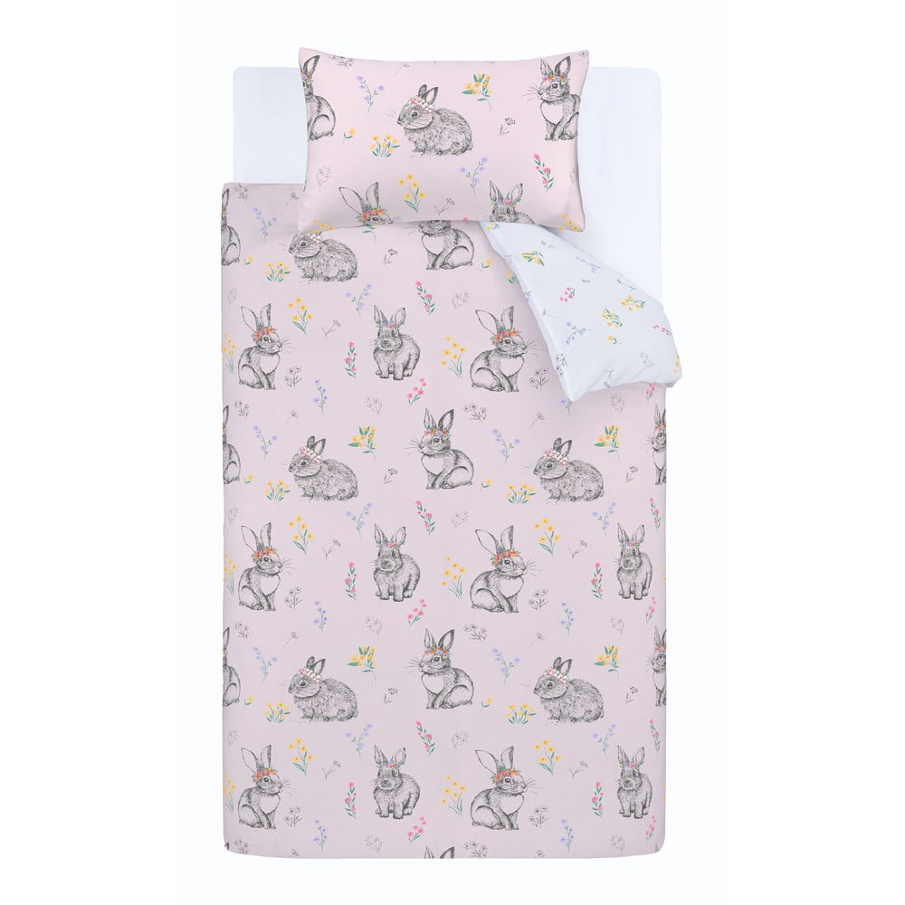 Różowa pościel dziecięca dwuosobowa 200x200 cm Bunny Tails Ditsy Flowers – Catherine Lansfield