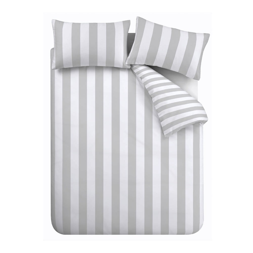 Biało-szara pościel dwuosobowa 230x220 cm Cove Stripe – Catherine Lansfield