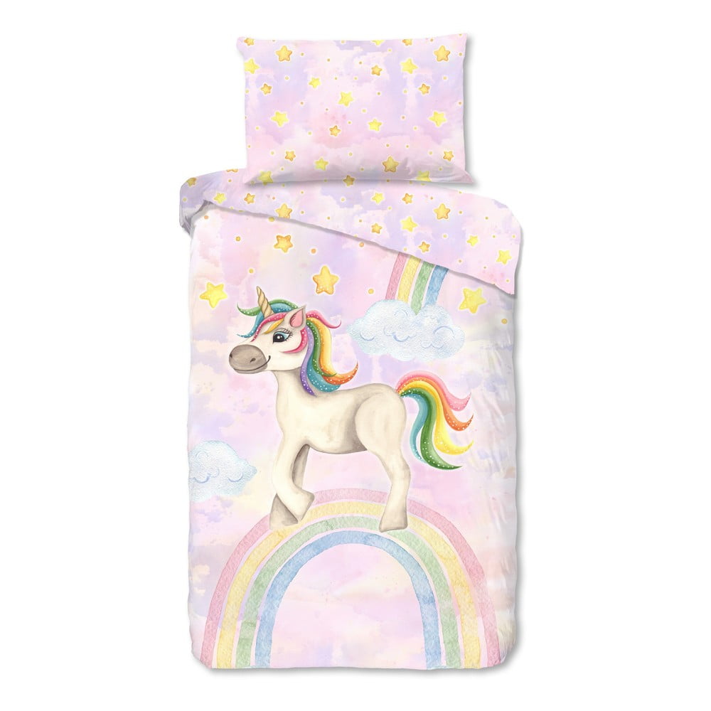 Różowa bawełniana pościel dziecięca jednoosobowa 140x200 cm Unisweet – Good Morning