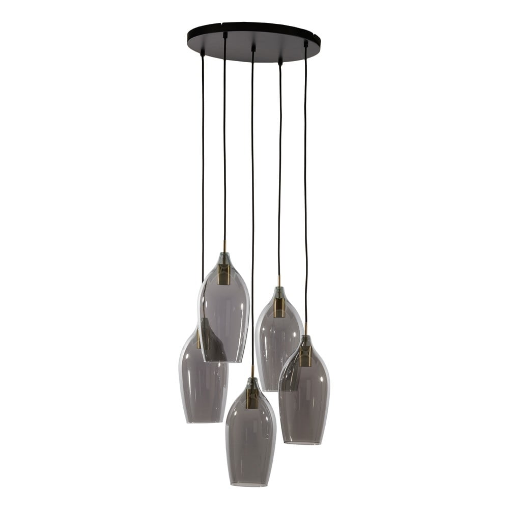 Ciemnoszaro-brązowa lampa wisząca ze szklanym kloszem ø 45 cm Lukaro – Light & Living