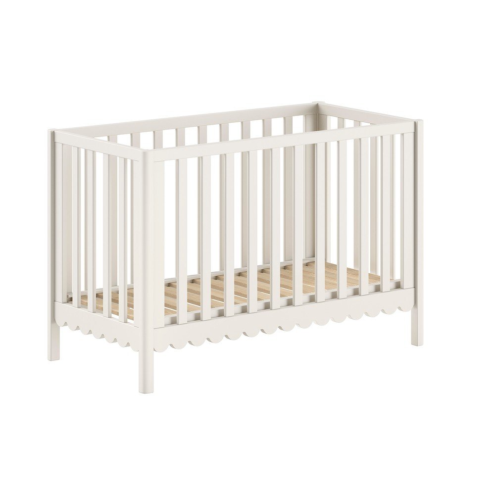 Beżowe łóżeczko z litego drewna sosnowego z regulowaną wysokością 60x120 cm Swingo – Vipack