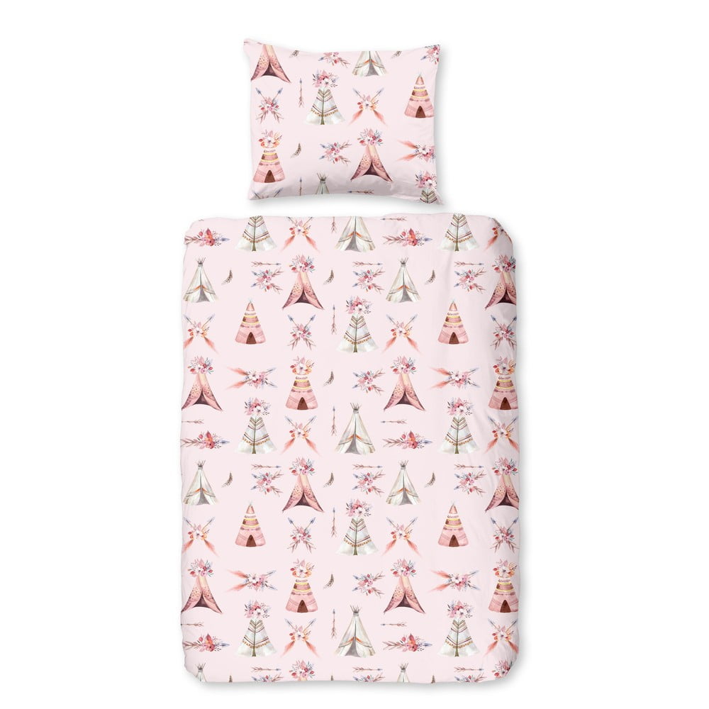 Różowa bawełniana pościel dziecięca do łóżeczka 100x135 cm Boho – Good Morning