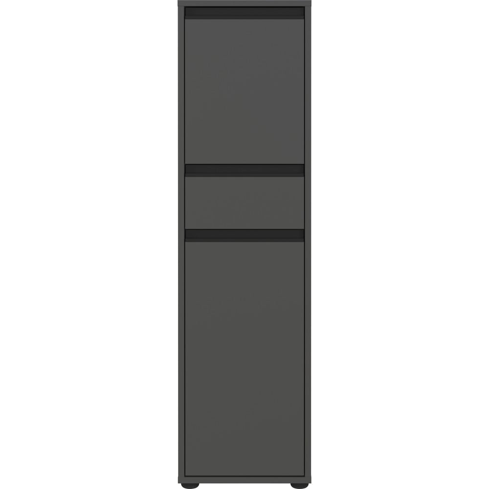 Antracytowa wysoka wąska szafka łazienkowa 33x121 cm Lemont – Germania