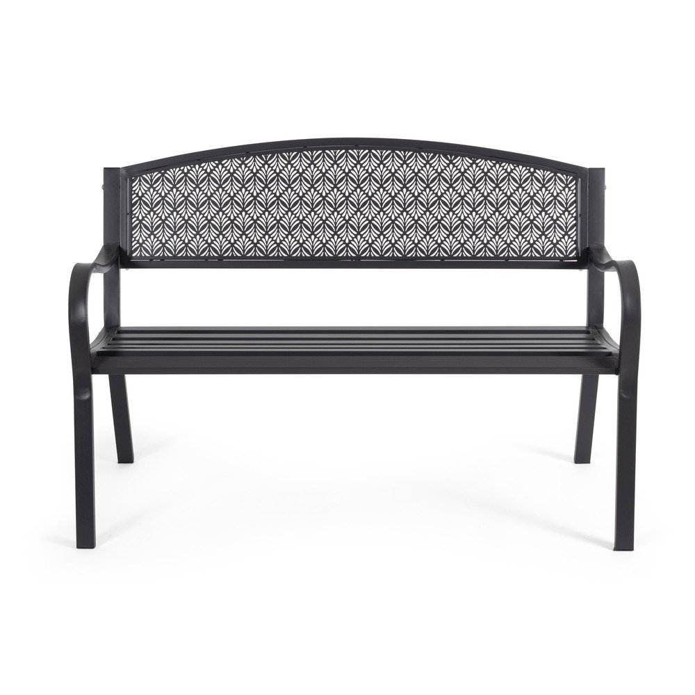Antracytowa metalowa ławka ogrodowa Lizette – Bizzotto