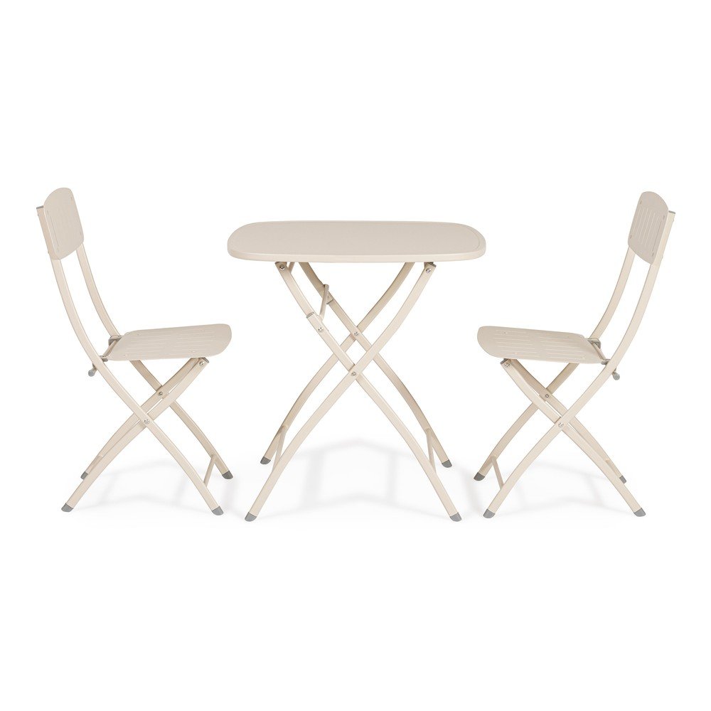 Beżowy stalowy zestaw mebli ogrodowych dla 2 osób Yvonne – Bizzotto