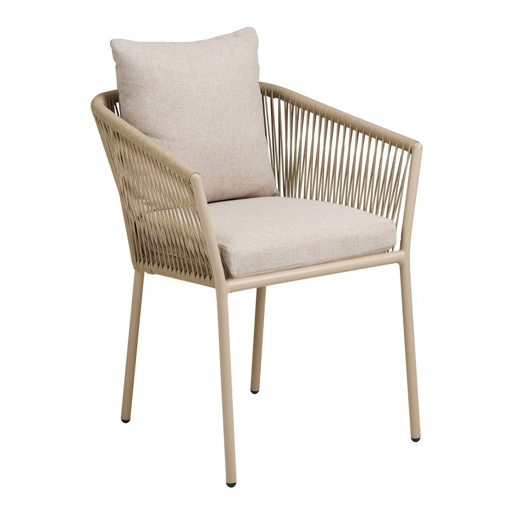 Beżowe metalowe/tapicerowane krzesło ogrodowe Salerno – House Nordic