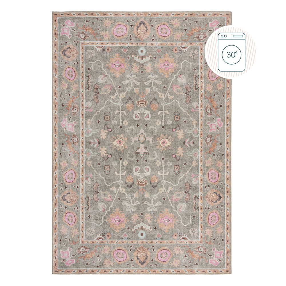 Jasnozielony dywan odpowiedni do prania 190x290 cm Una Floral – Flair Rugs