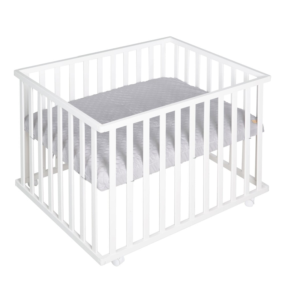 Biały kojec dla dzieci na kółkach 100x75 cm Style – Roba