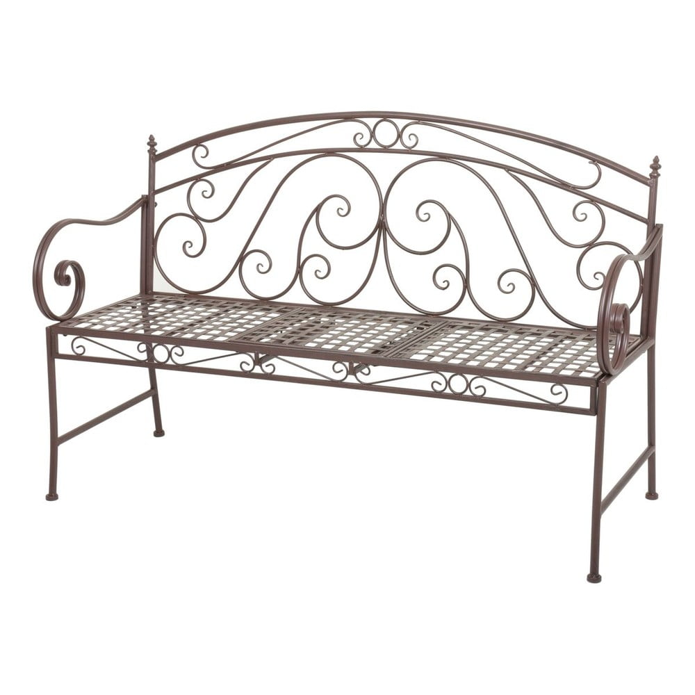 Brązowa metalowa ławka ogrodowa Saket – Garden Pleasure