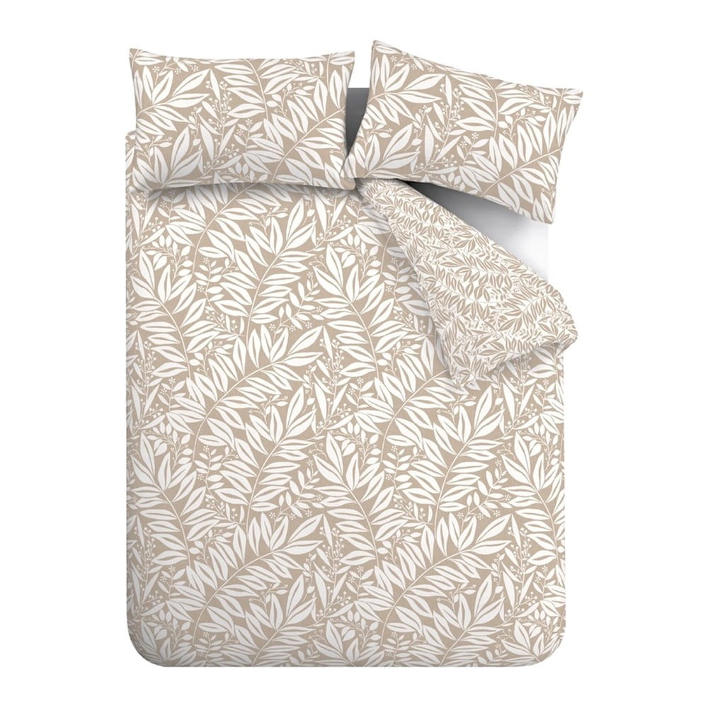 Jasnobrązowa pościel jednoosobowa 135x200 cm Sorrel Leaves – Catherine Lansfield