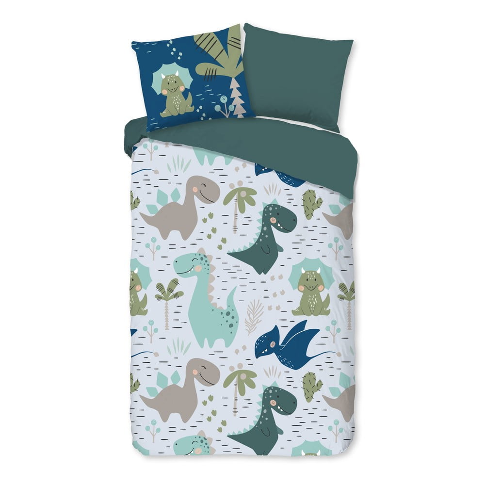 Zielono-niebieska pościel dziecięca jednoosobowa z mikrowłókna 140x200 cm – Good Morning