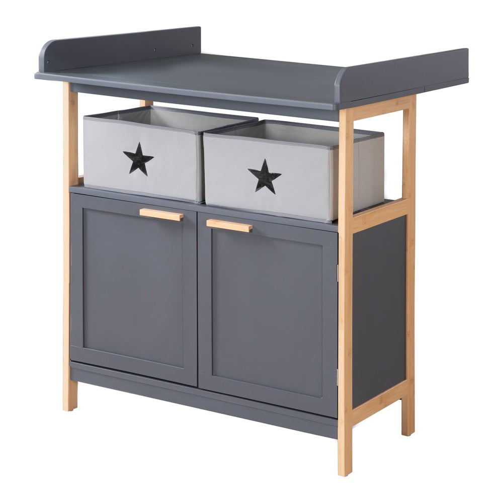 Antracytowa niska komoda dziecięca z przewijakiem 87x75 cm Berlin – Roba