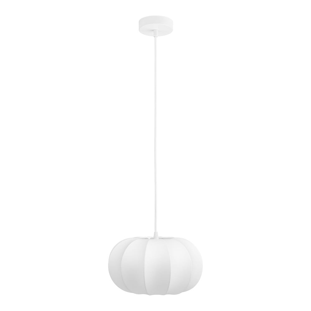 Biała lampa wisząca z tekstylnym kloszem ø 28 cm Coventry – House Nordic