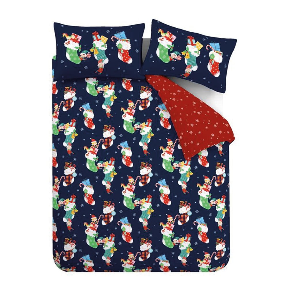 Czerwono-niebieska pościel dziecięca jednoosobowa 135x200 cm Christmas Elves – Catherine Lansfield