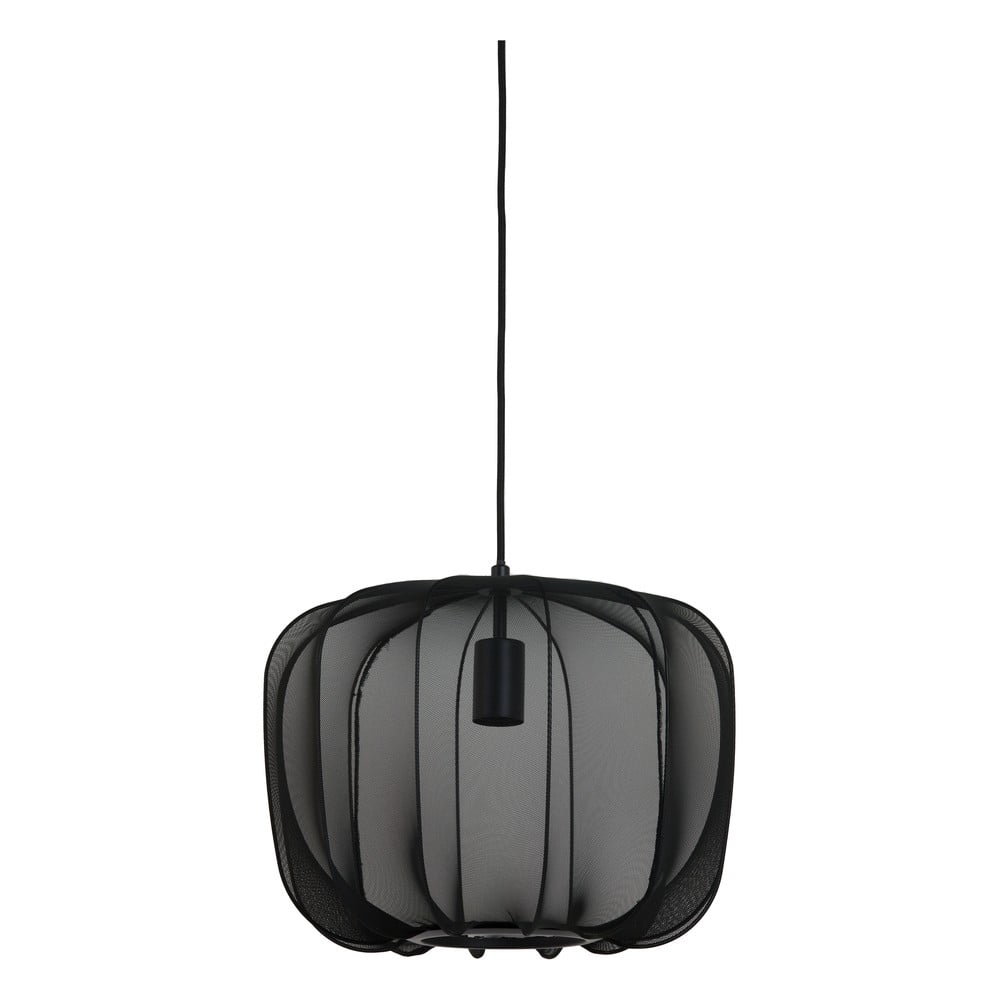 Czarna lampa wisząca z tekstylnym kloszem ø 40 cm Plumeria – Light & Living