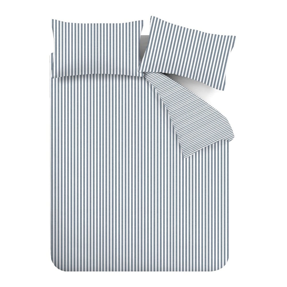 Niebieska flanelowa pościel dwuosobowa 230x220 cm Stripe – Catherine Lansfield