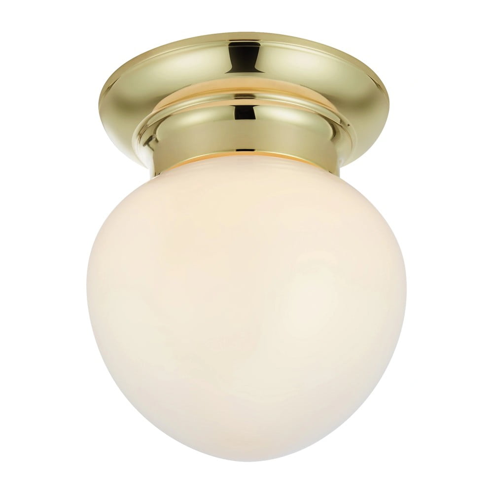 Lampa sufitowa w biało-mosiężnym kolorze ze szklanym kloszem Ronda – Markslöjd