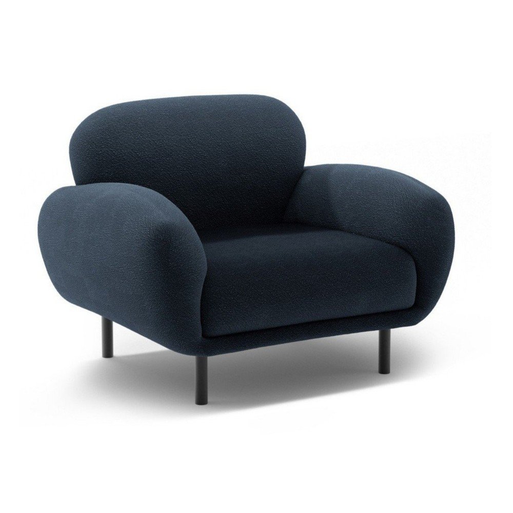 Ciemnoniebieski fotel z materiału bouclé Poppy – Micadoni