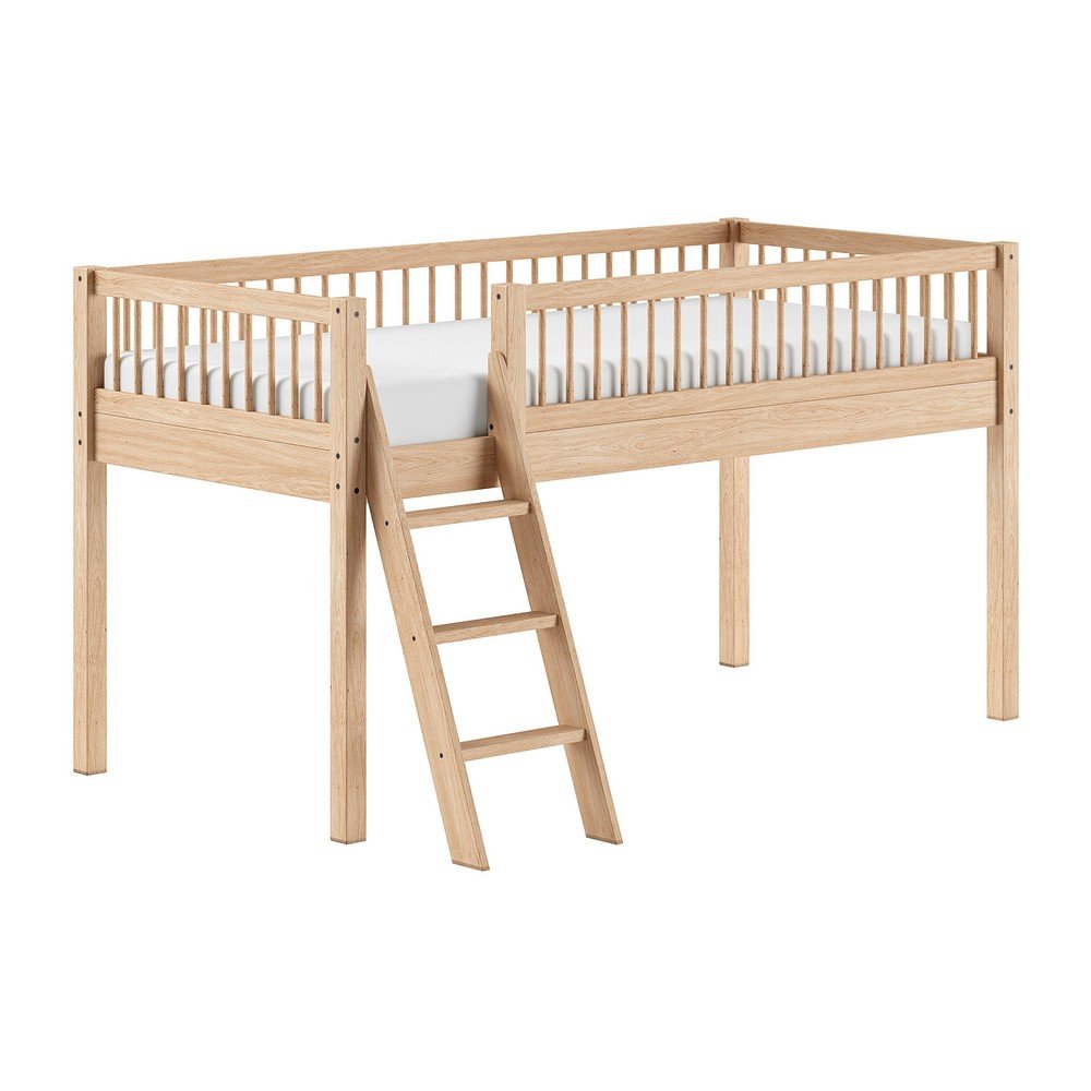 Podwyższone łóżko dziecięce z litego drewna bukowego ze stelażem 90x200 cm w naturalnym kolorze Forrest – Vipack