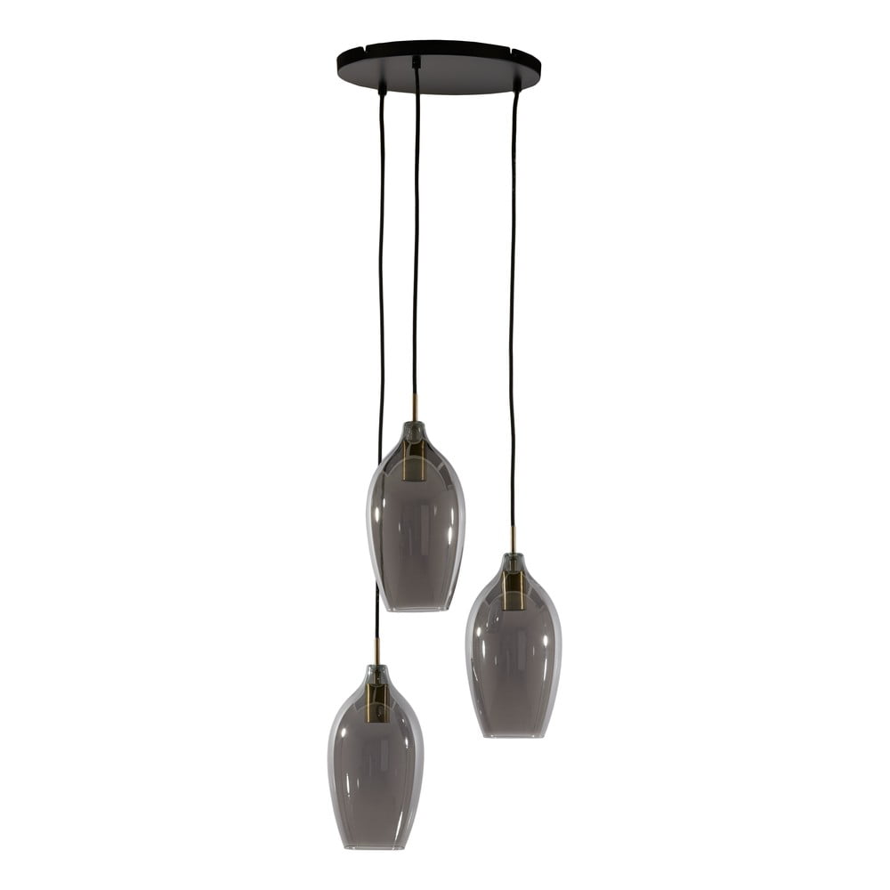 Ciemnoszaro-brązowa lampa wisząca ze szklanym kloszem ø 35 cm Lukaro – Light & Living